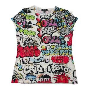 AZI  Graffiti T-shirt with embellishments. SZ L